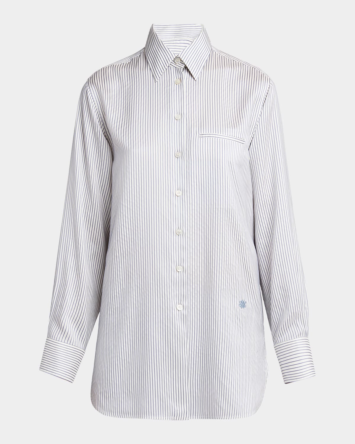 Shop Stella Mccartney Striped Silk Button-down Shirt In White Stee