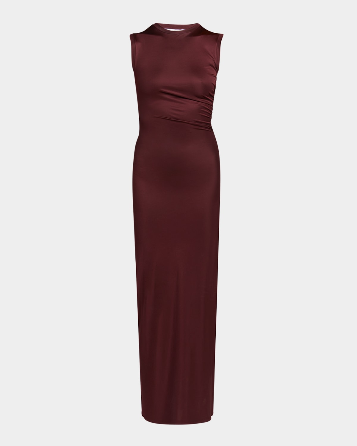 Shop Stella Mccartney Long Fluid Jersey Dress In Dark Cherr