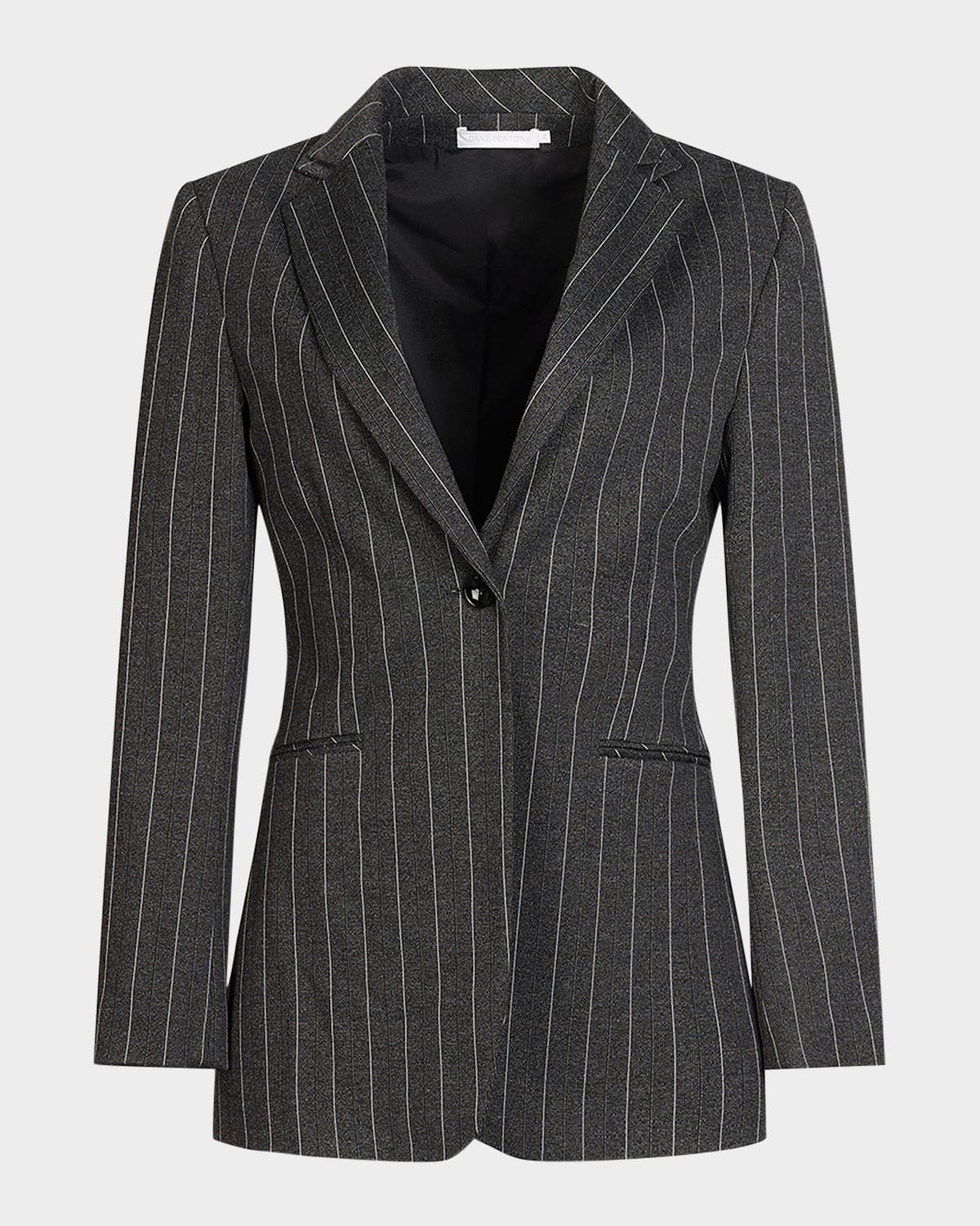 Anne Fontaine Byron Pinstripe Wrap-front Blazer In Charcoal