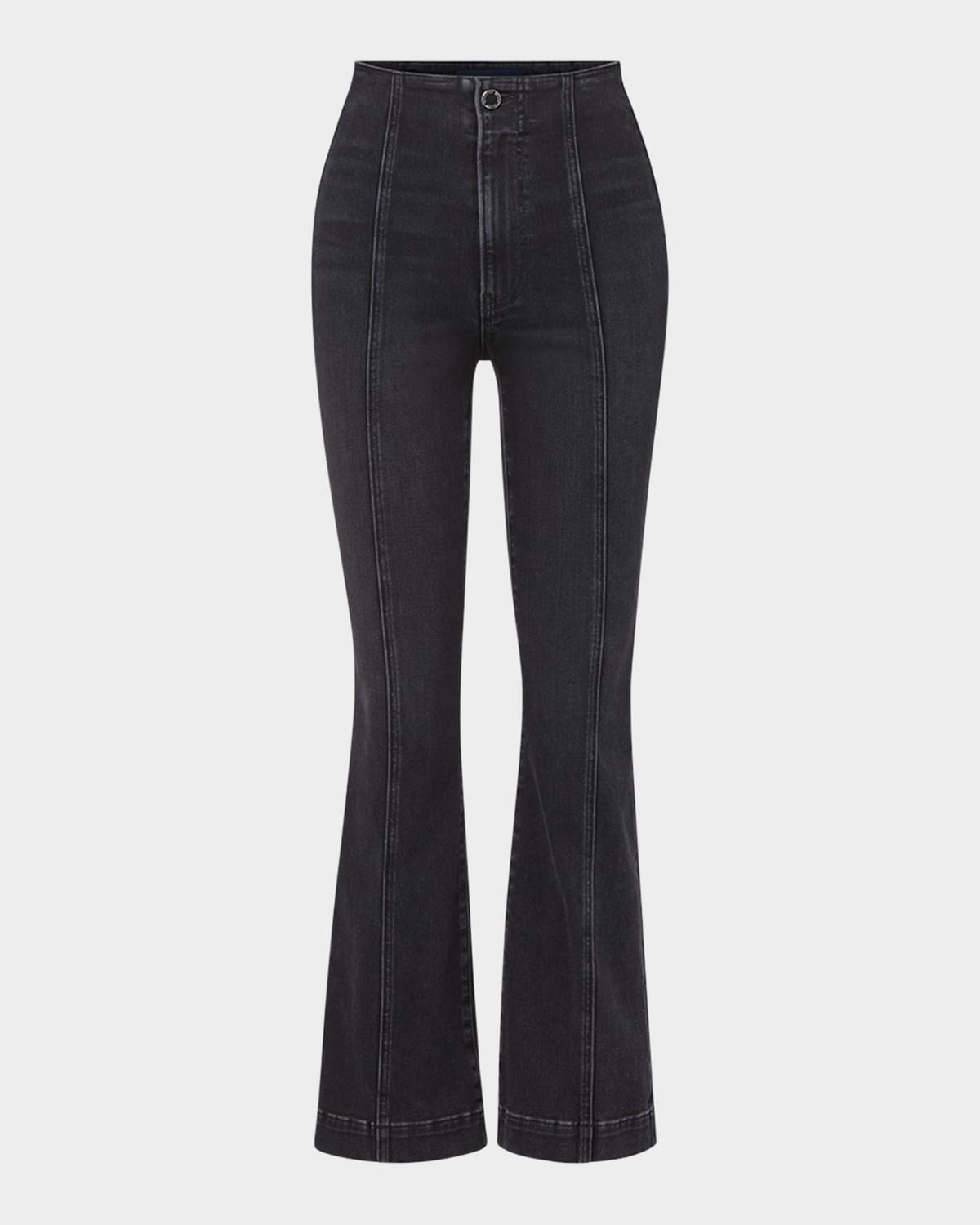 Veronica Beard Carson High-rise Ankle Flare Jeans In Washed Onyx