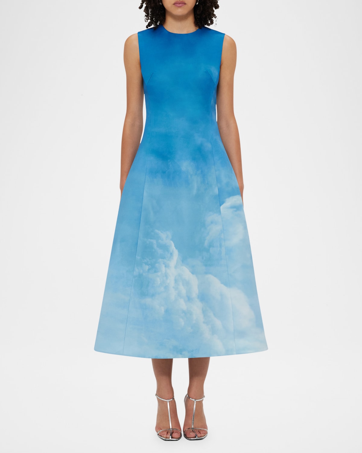 Cleo Sleeveless Cloud-Print Midi Dress