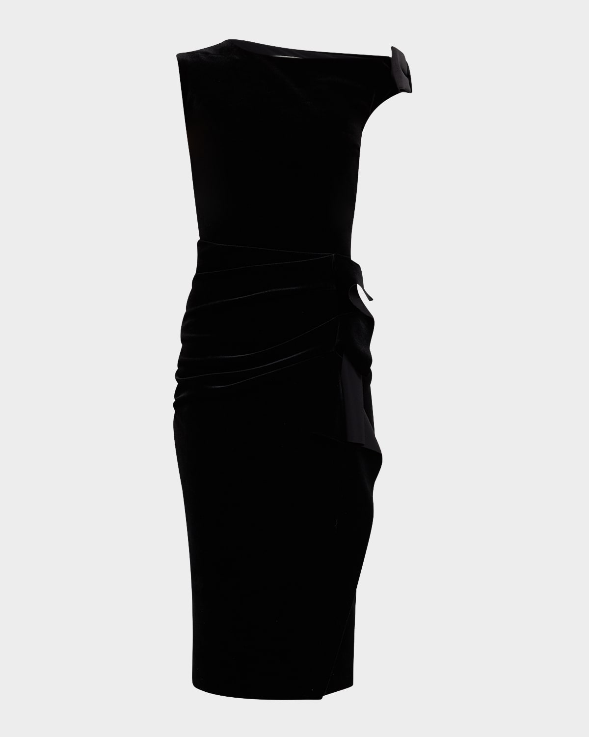 Chiara Boni La Petite Robe Asymmetric Bodycon Velvet Dress In Black