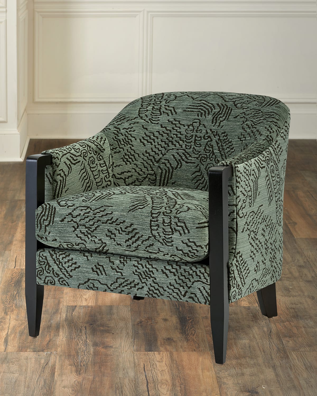 Massoud Zelda Accent Chair In Green, Black 