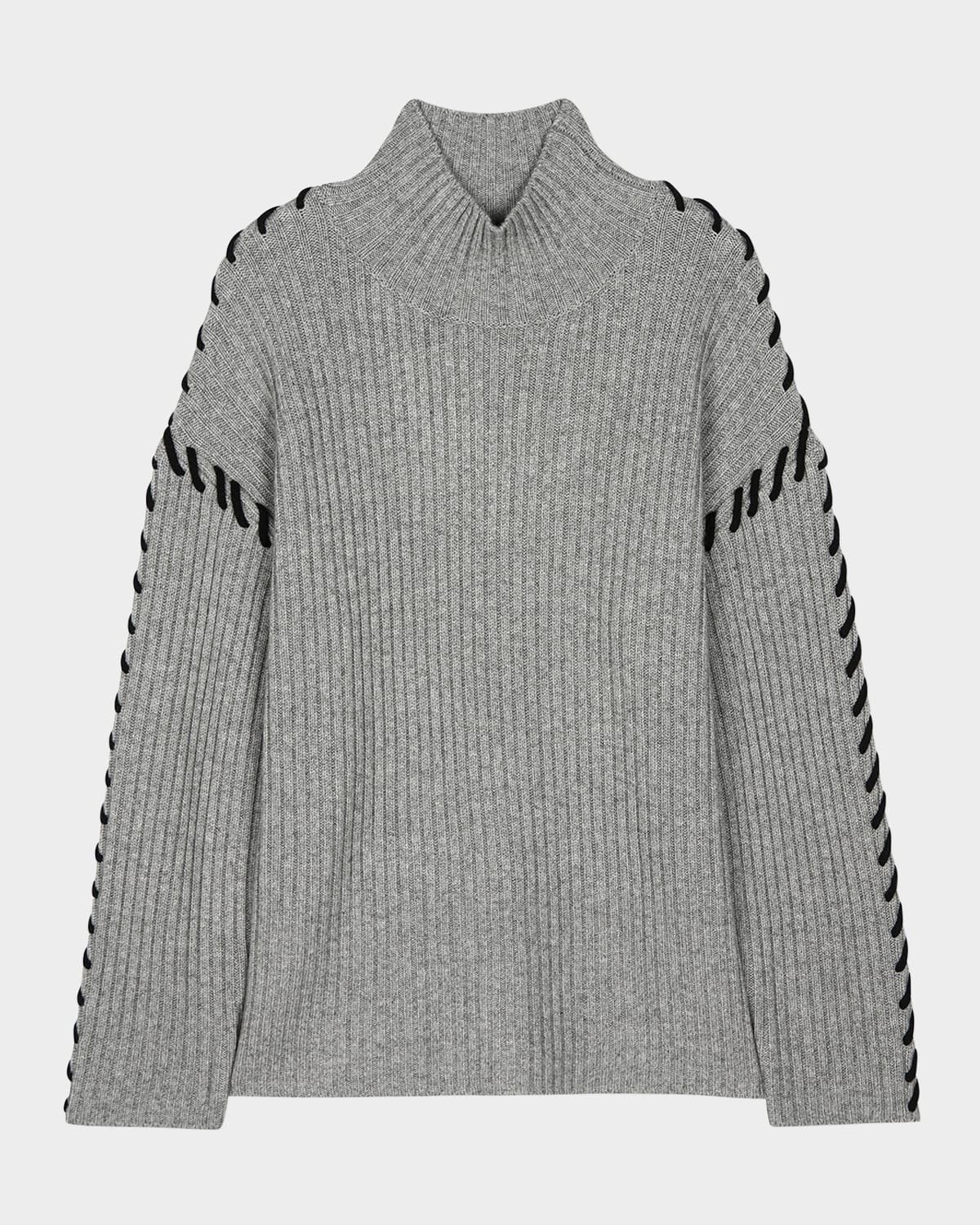 Rails Liam Laced Mock-neck Sweater In Heather Grey