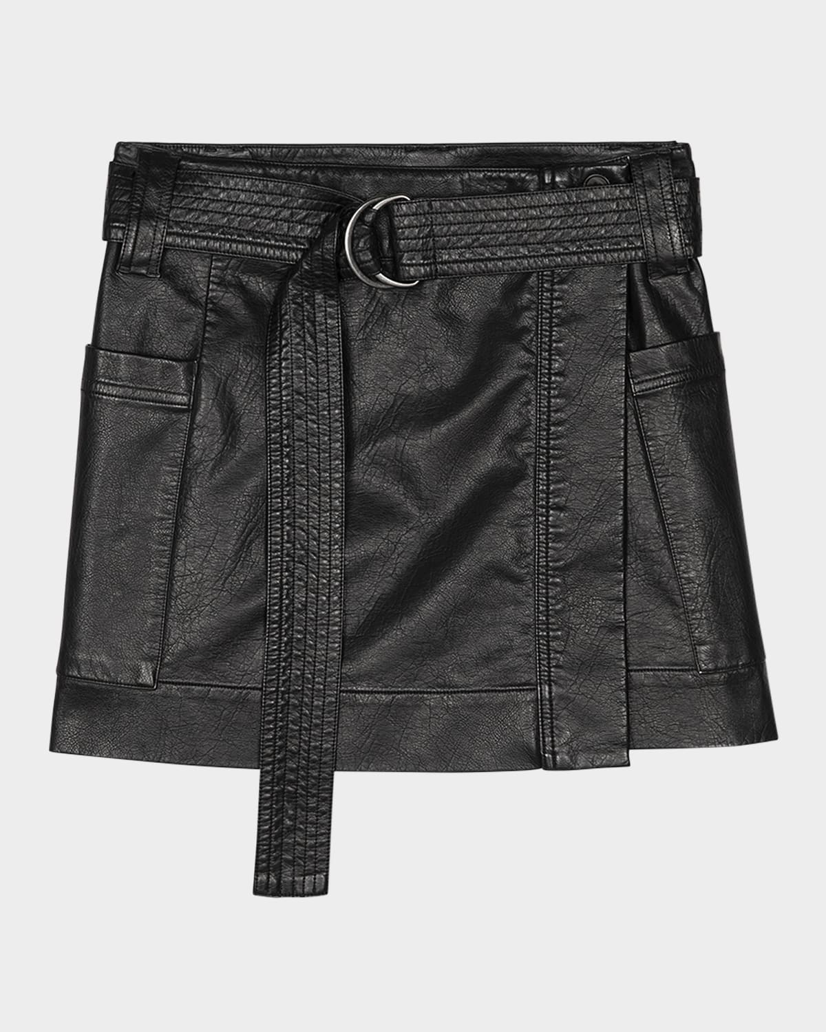 Deanna Belted Faux Leather Mini Skirt