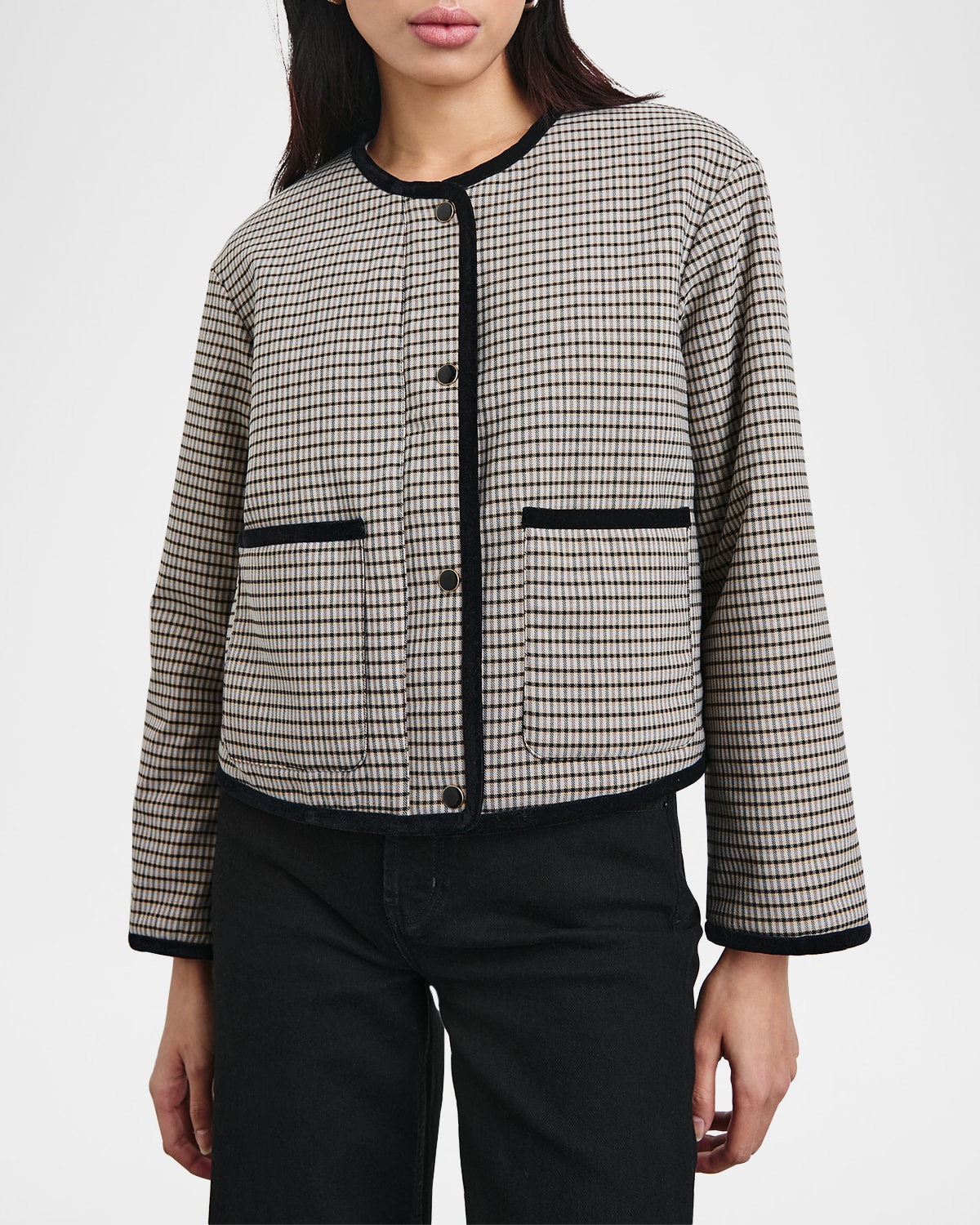 Rails Nota Minicheck Jacket In Ice Taupe Minicheck