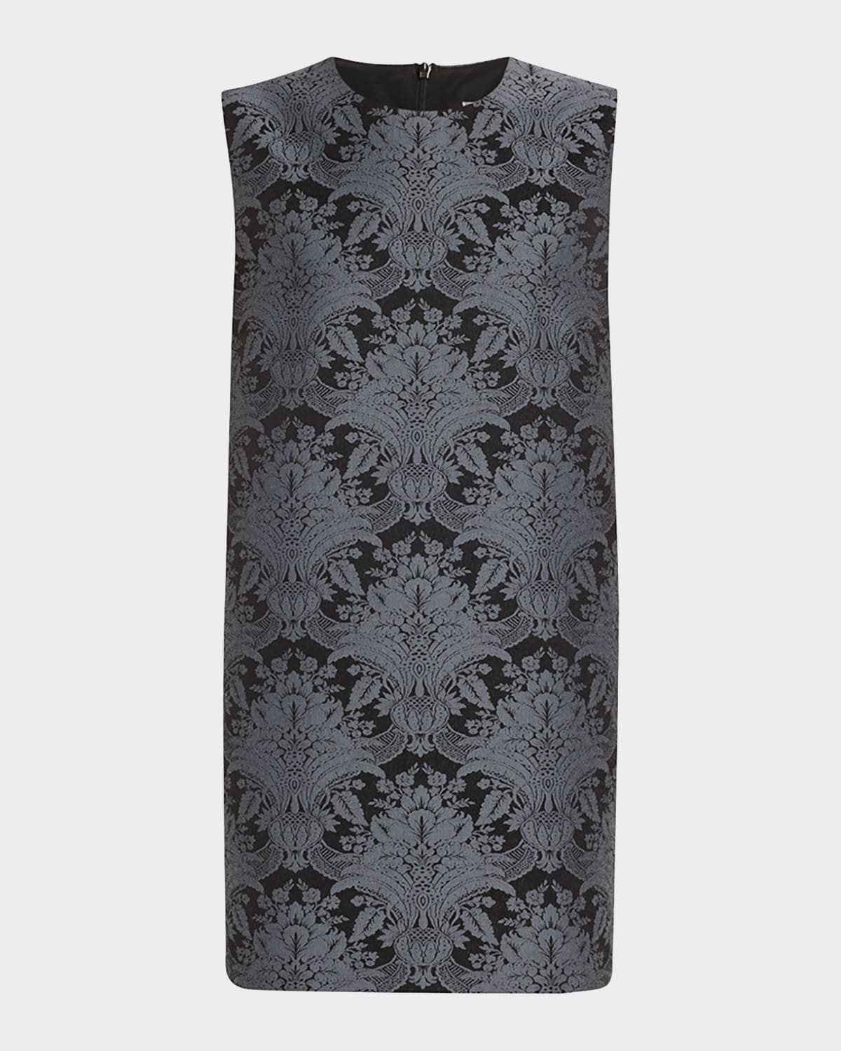 Max Mara Romania Baroque Jacquard Sleeveless Mini Dress In Water