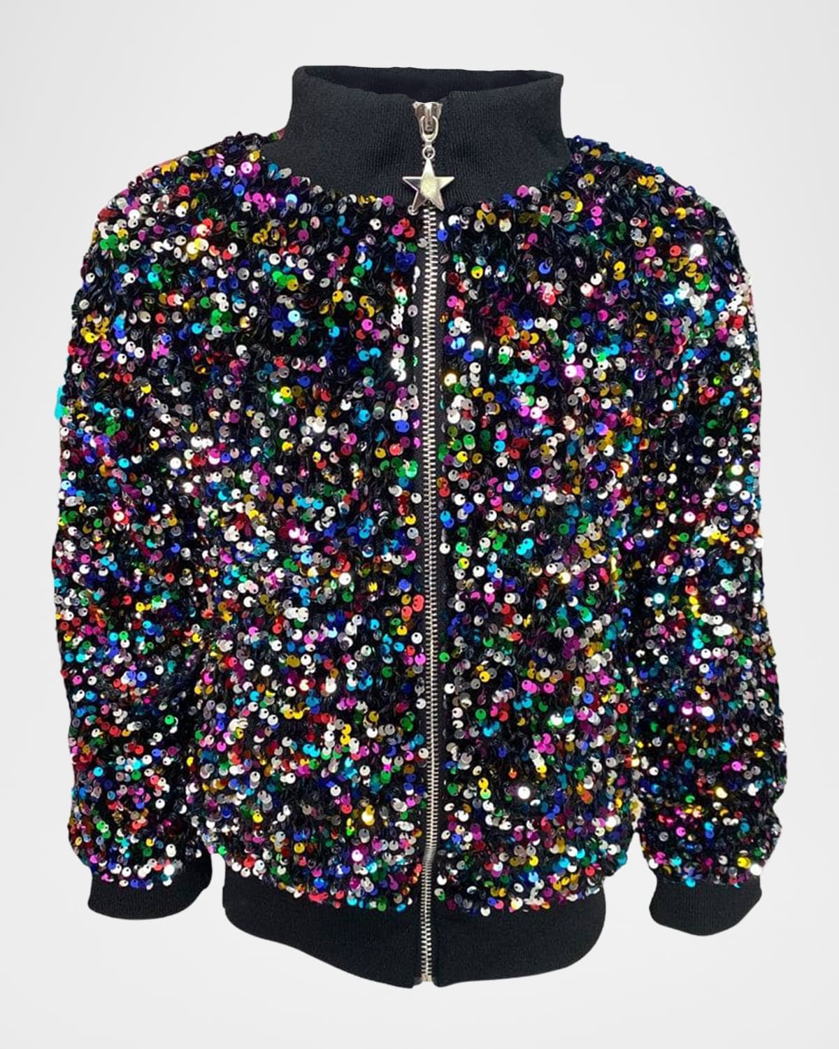 LOLA + THE BOYS GIRL'S SHIMMERING STARDUST SEQUIN BOMBER JACKET 