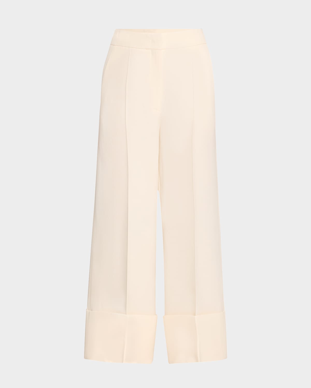 Shop Valentino Wide-leg Cuffed Trousers In Ivory