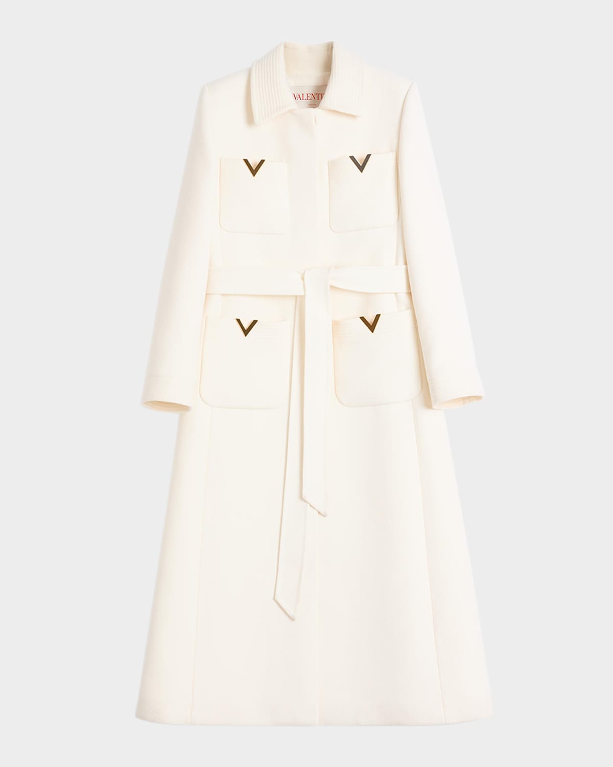 Valentino Mantel Aus Drill Double Frau Elfenbein 50 In Ivory