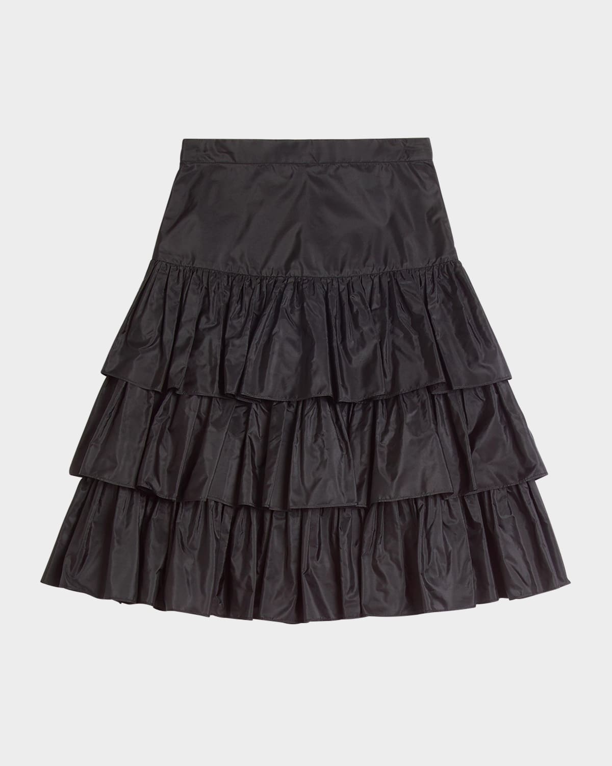 Valentino Ruffled Taffeta Skirt Woman Black 42 In Black