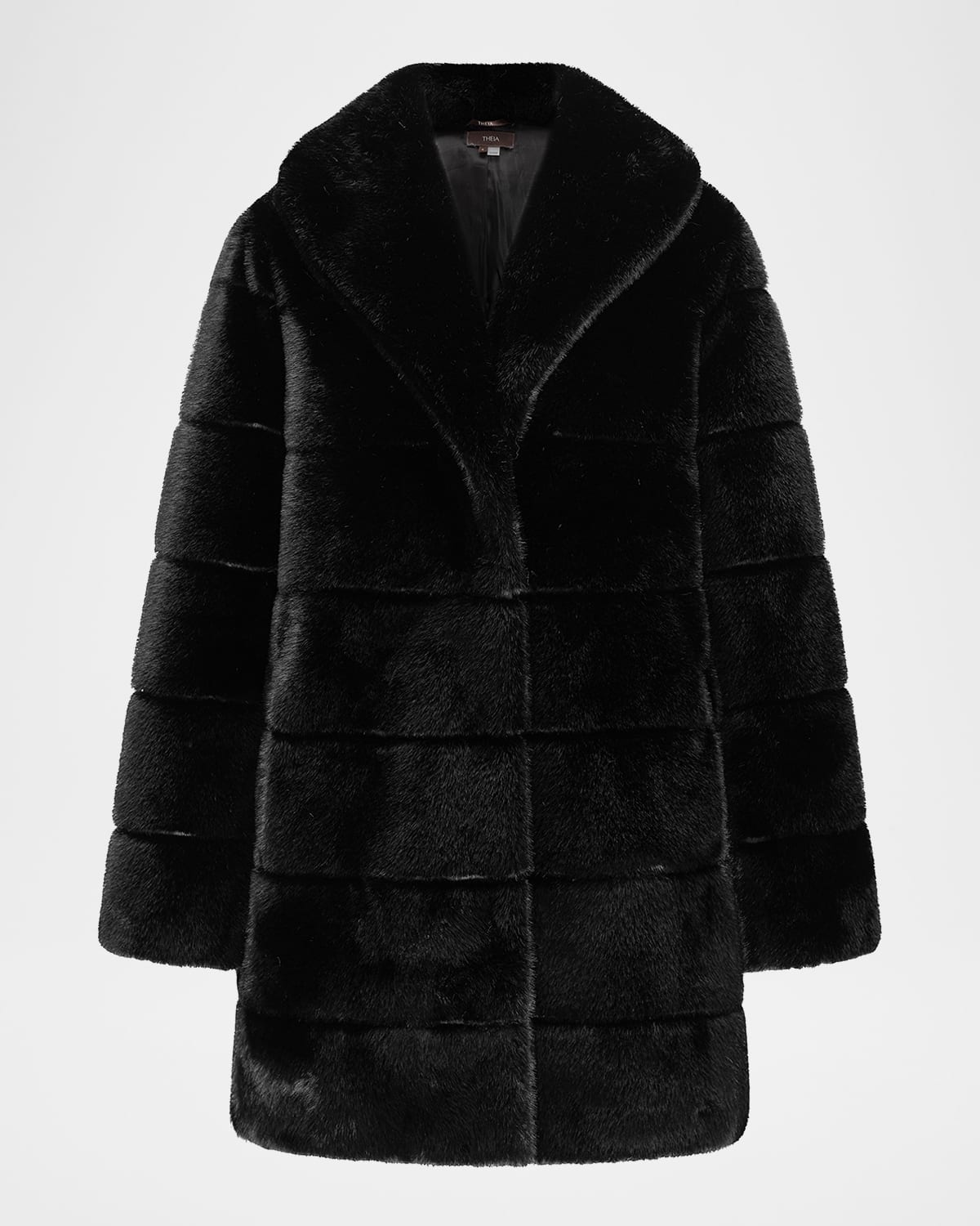 Shop Theia Mink Faux Fur Stroller Coat In Black