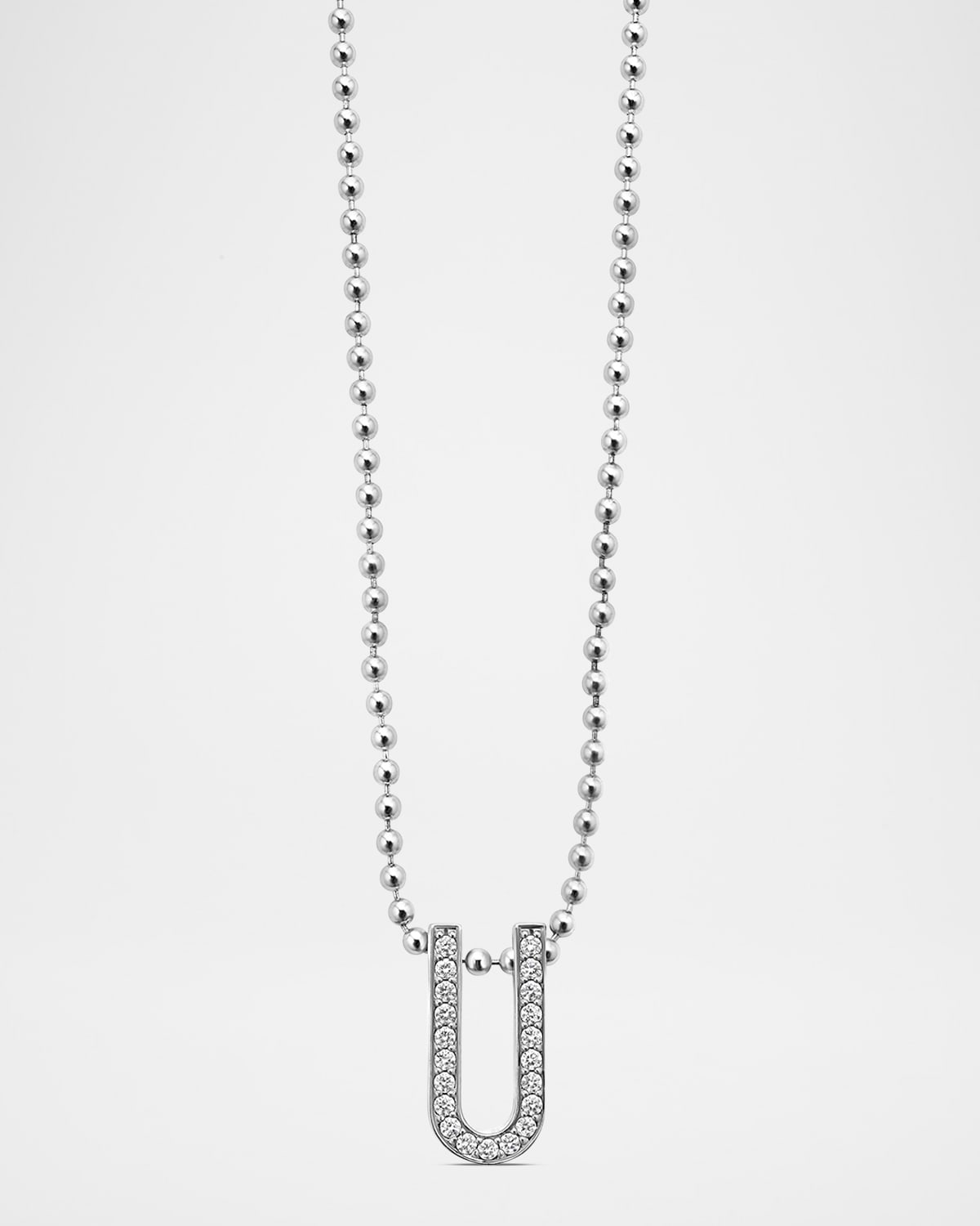 Sterling Silver Caviar Spark Linear Diamond Pendant Necklace, 22mm x 11mm