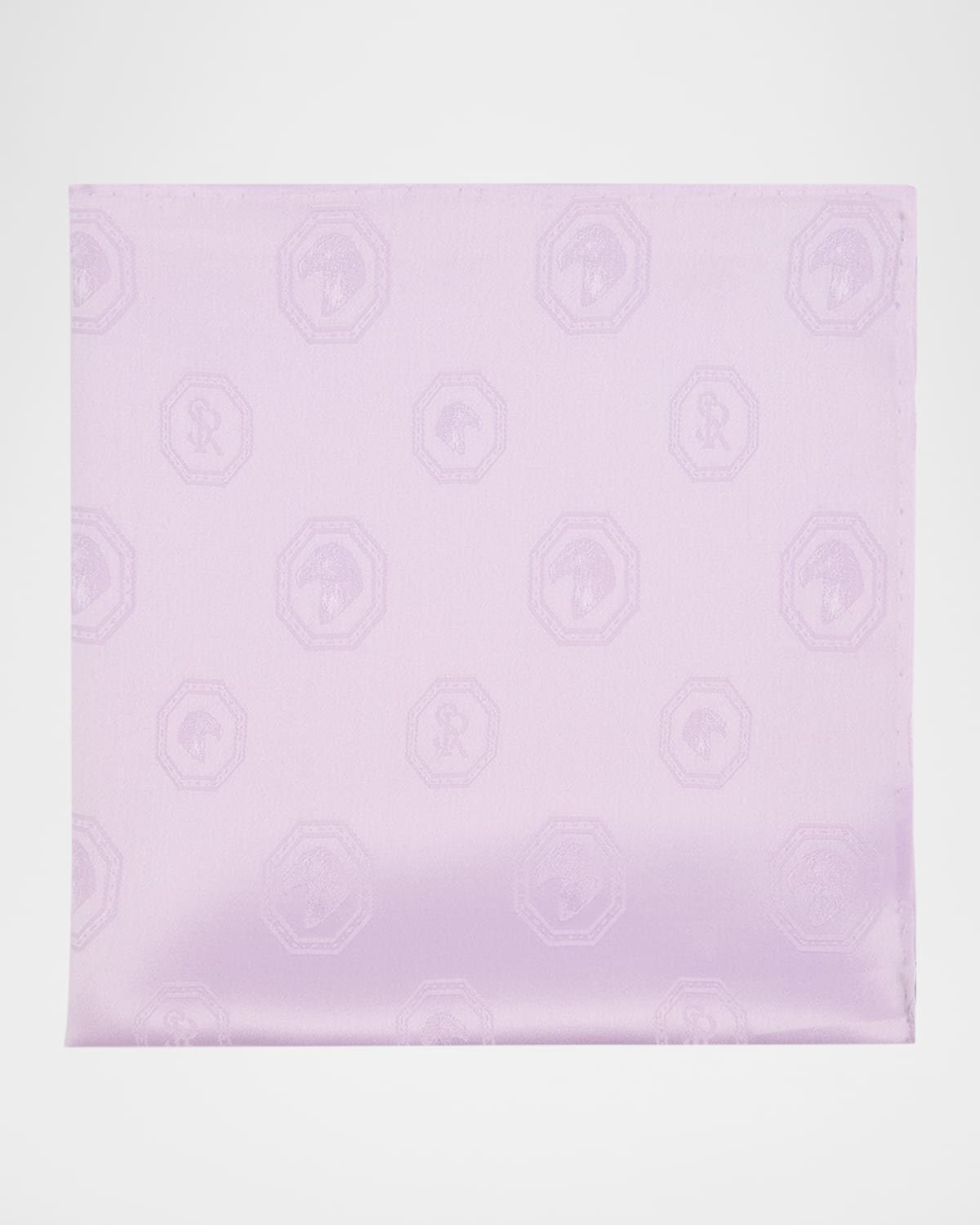 Men's Tonal Jacquard Logo Silk Pocket Square