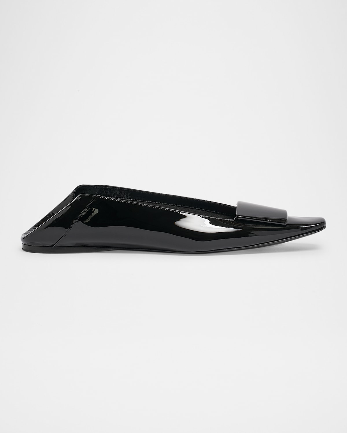 Saint Laurent Poppy Patent Buckle Foldable Ballerina Flats In Noir