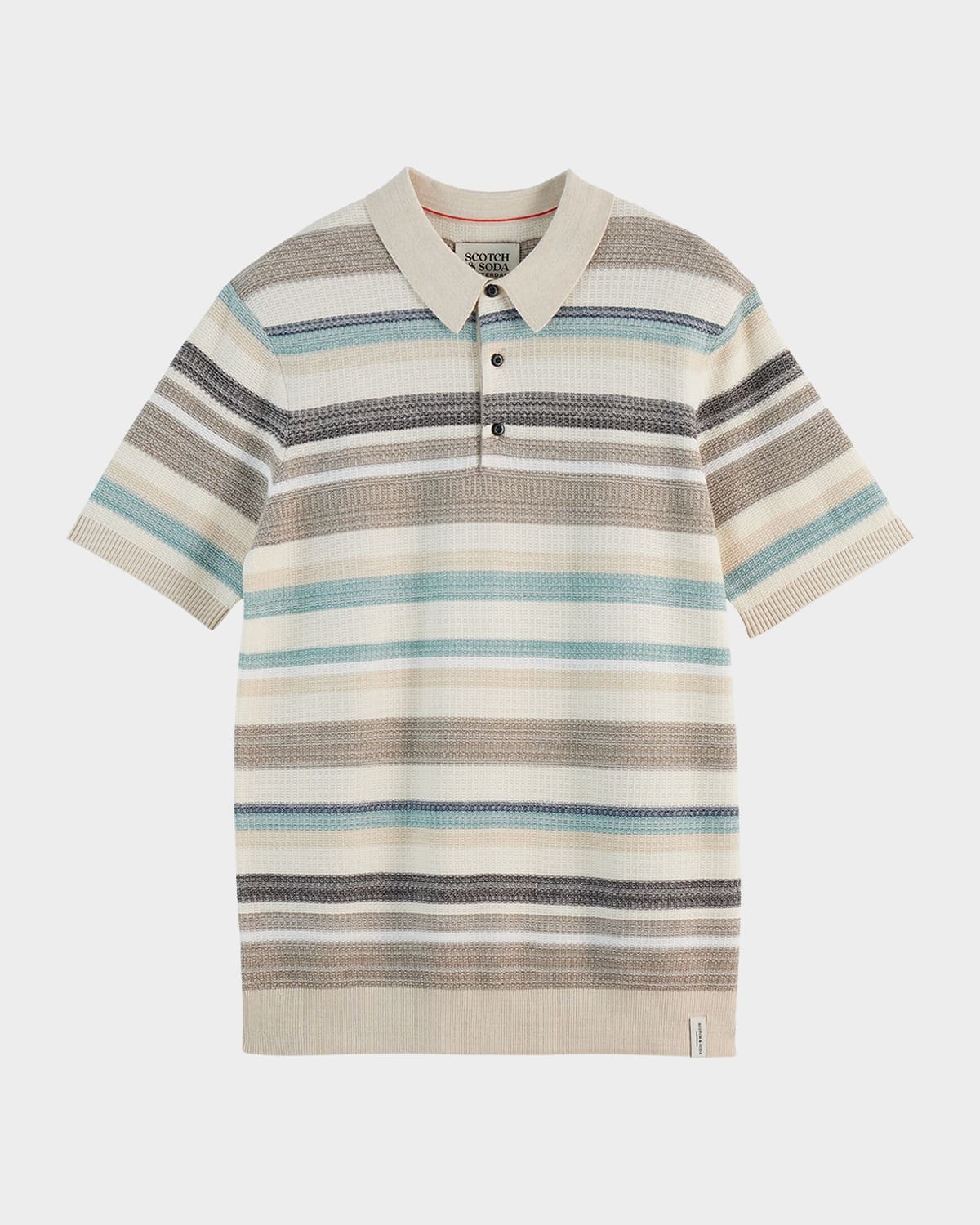 Men's Striped Knit Polo Shirt
