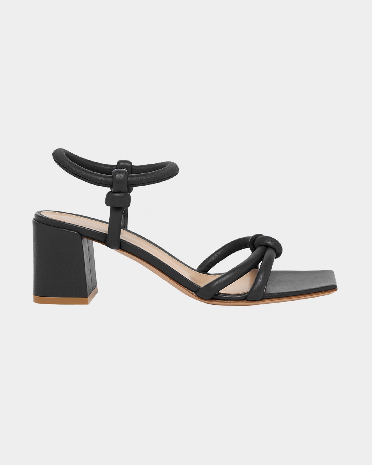 Gianvito Rossi Knotted Leather Block-heel Sandals In Black