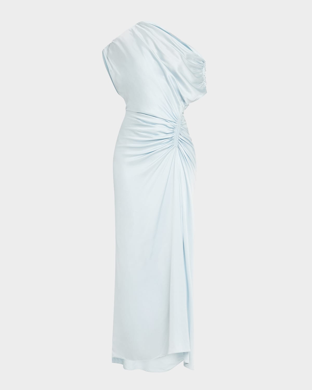Penny One-Shoulder Ruched Satin Gown