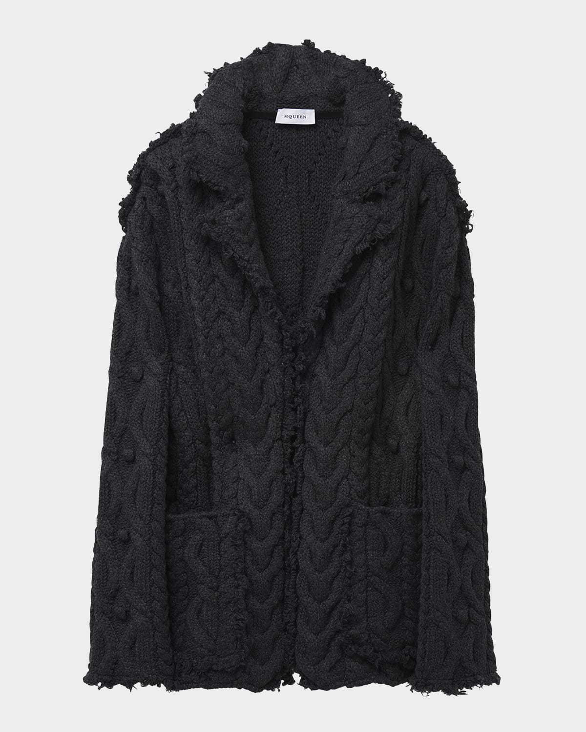 Alexander Mcqueen Oversized Cable Knit Cardigan In Grey Multi