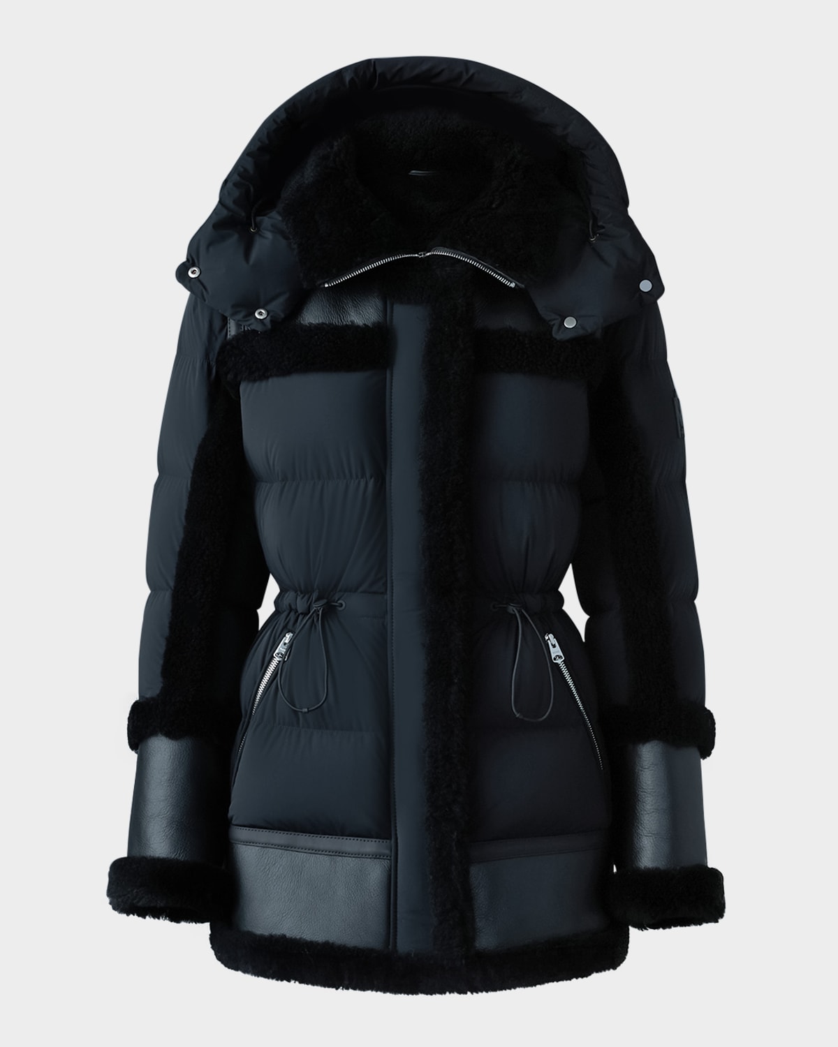 Mackage Lilibeth Mixed-media Down Parka With Shearling And Leather