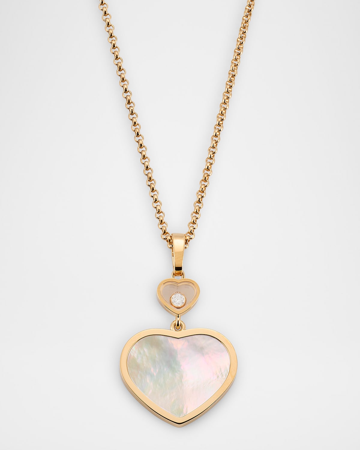 Happy Hearts 18K Yellow Gold Diamond and MOP Pendant Necklace
