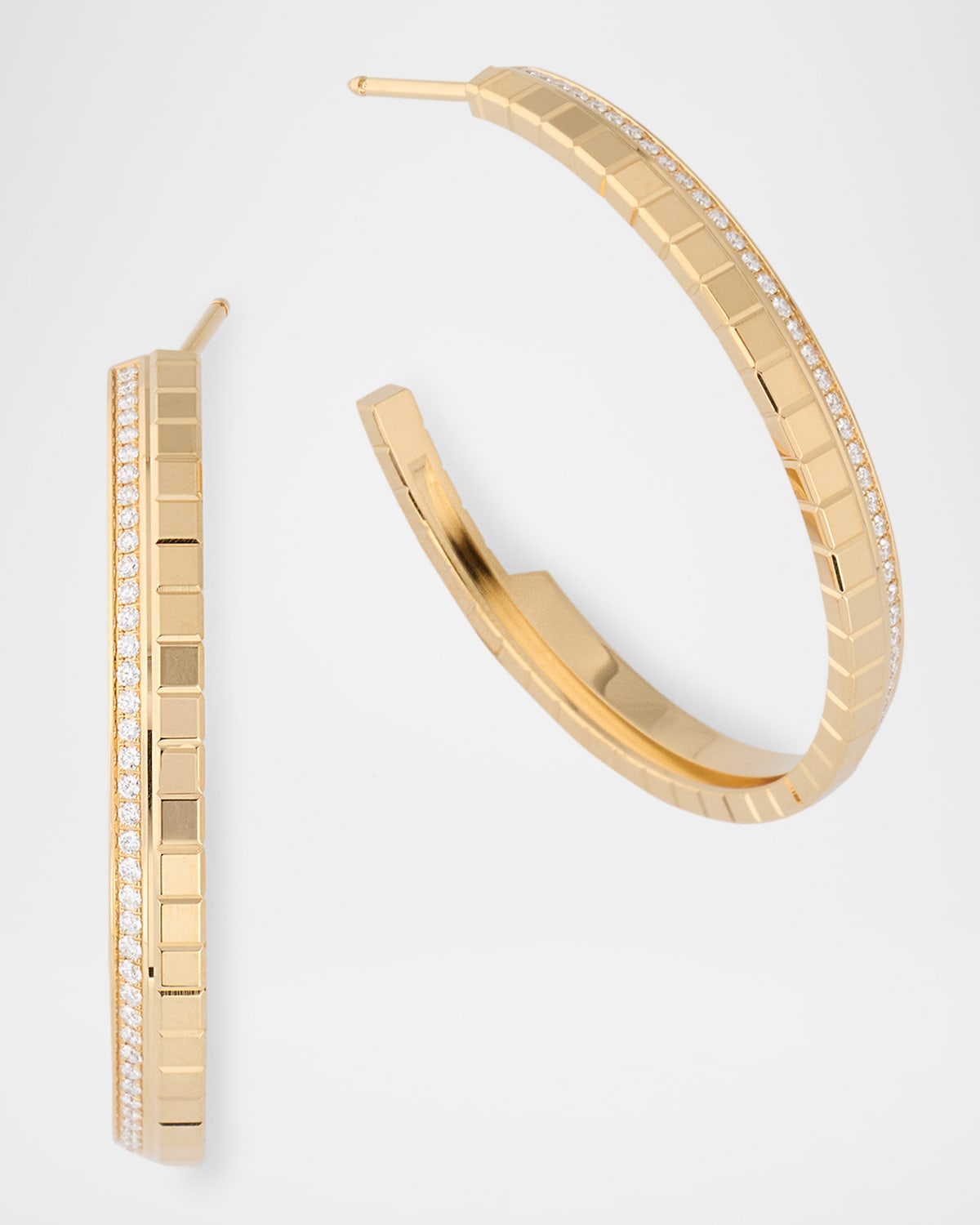 Ice Cube 18K Yellow Gold Diamond Hoop Earrings
