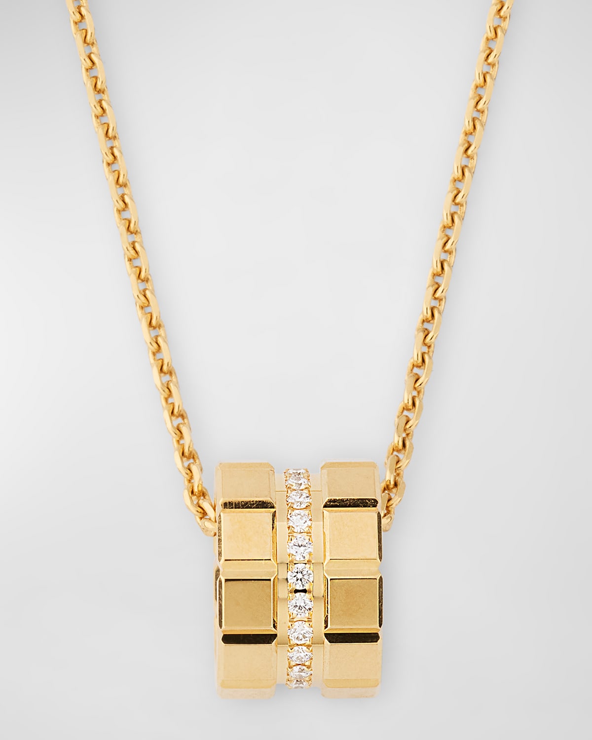 Ice Cube 18K Yellow Gold Diamond Pendant Necklace