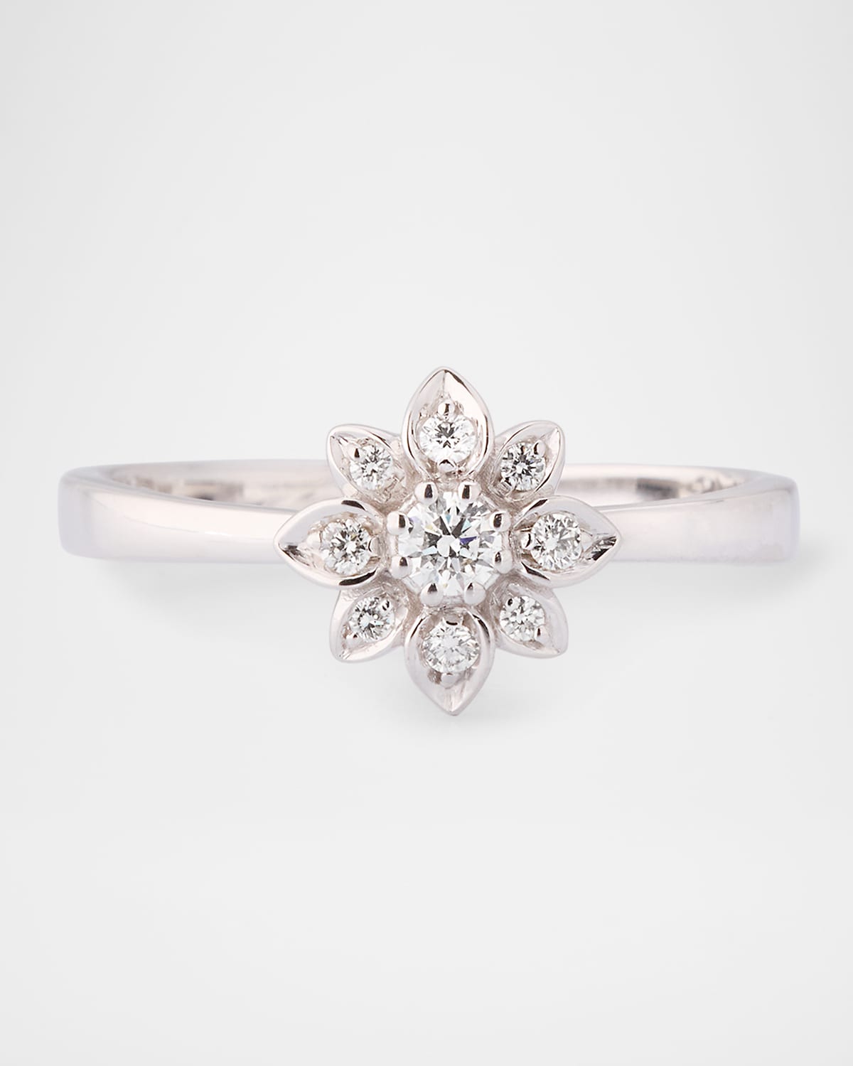 Gucci 18K White Gold Diamond Flower Band Ring