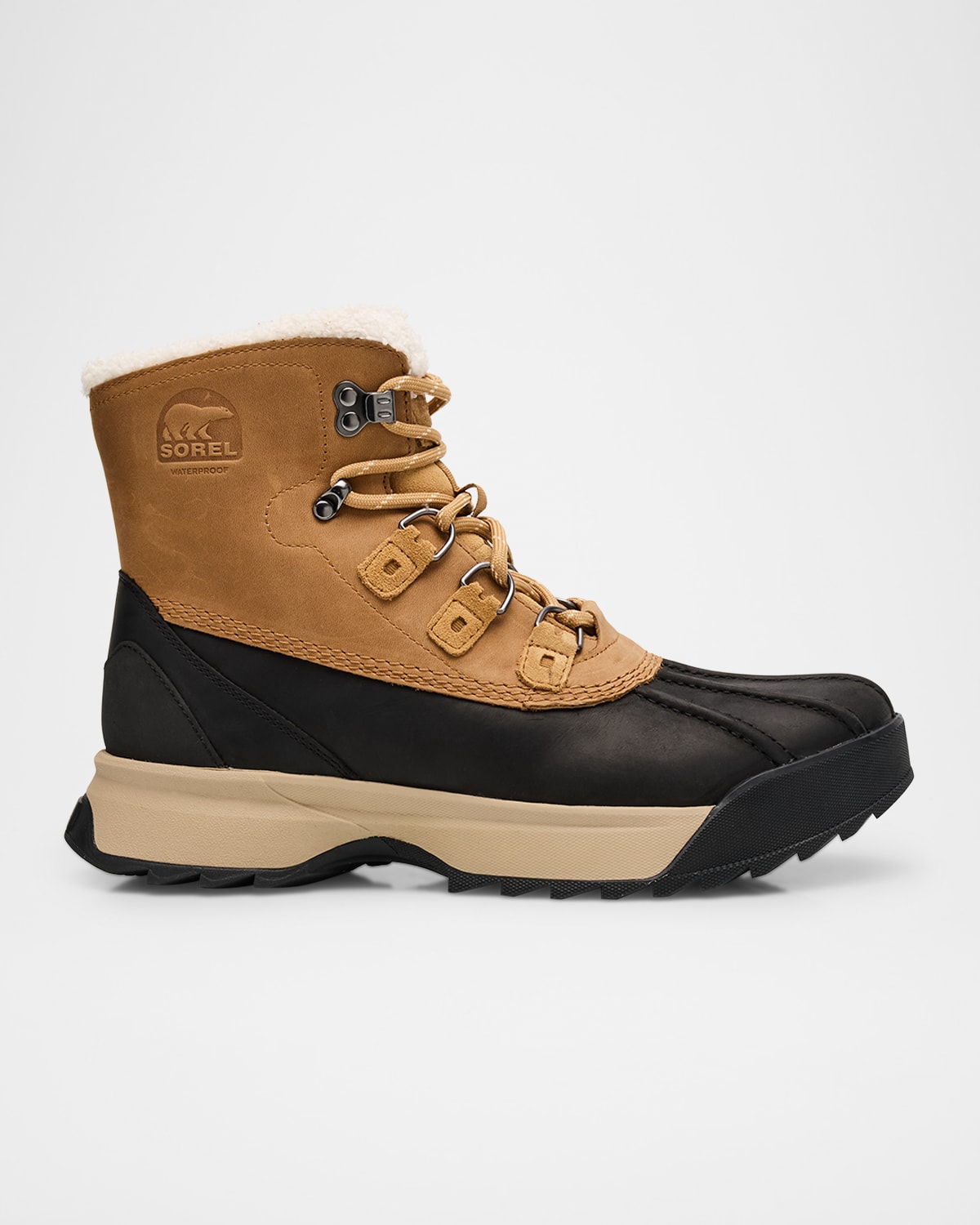 Sorel Scout 87 Lux Waterproof Hiking Boot In Caribou Buff, Black
