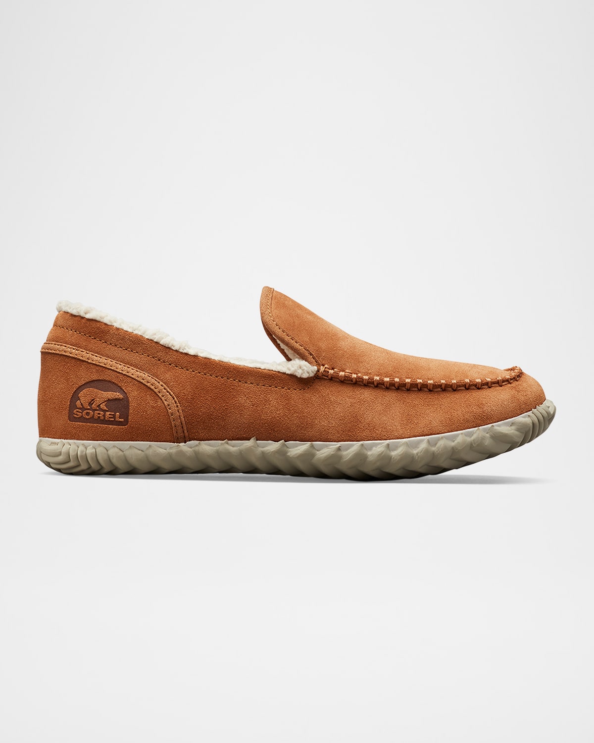 Shop Sorel Men's Dude Moc Suede And Faux Fur Slippers In Elk