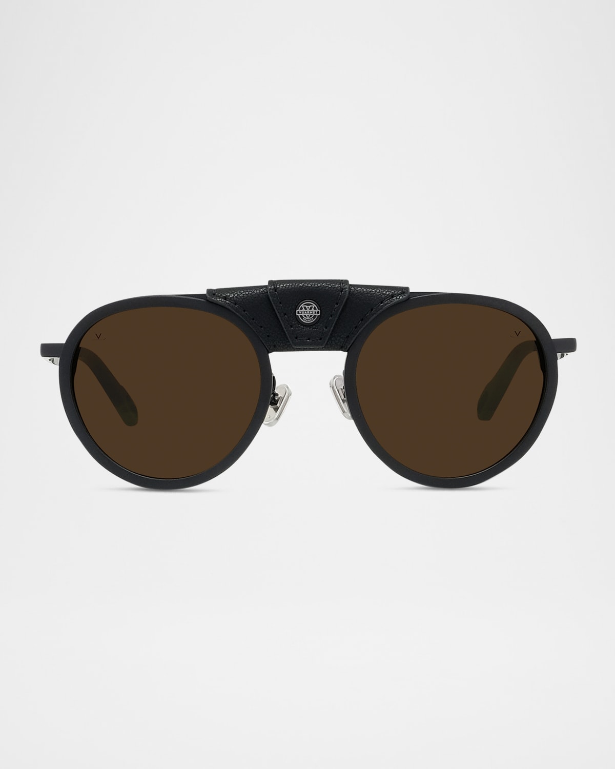 Men's Glacier 02 Titanium Round Sunglasses with Side Shields and Cord