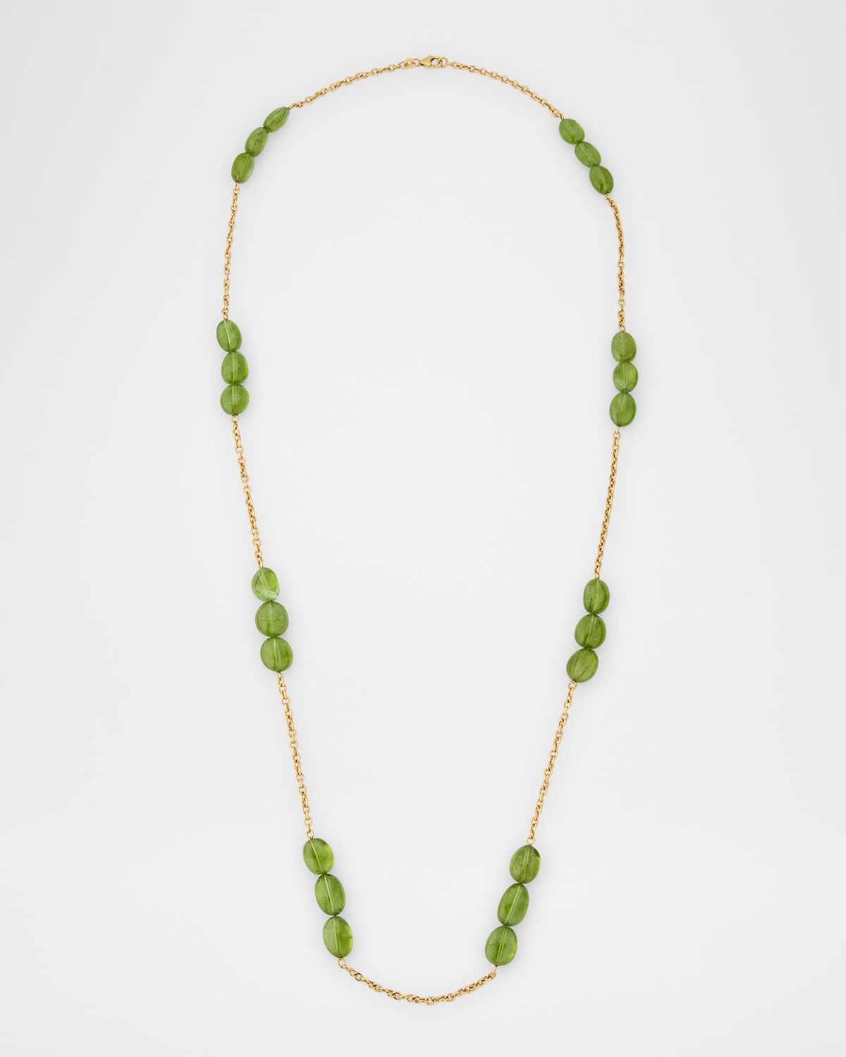 Stations of 3 Peridot Beads Necklace in 18K Yellow Gold