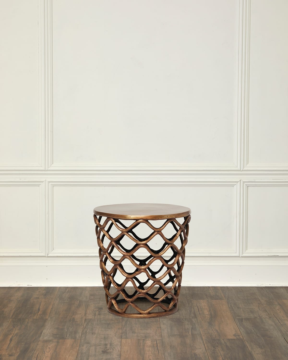 Interlude Home Lattice Accent Table In Antique Brass