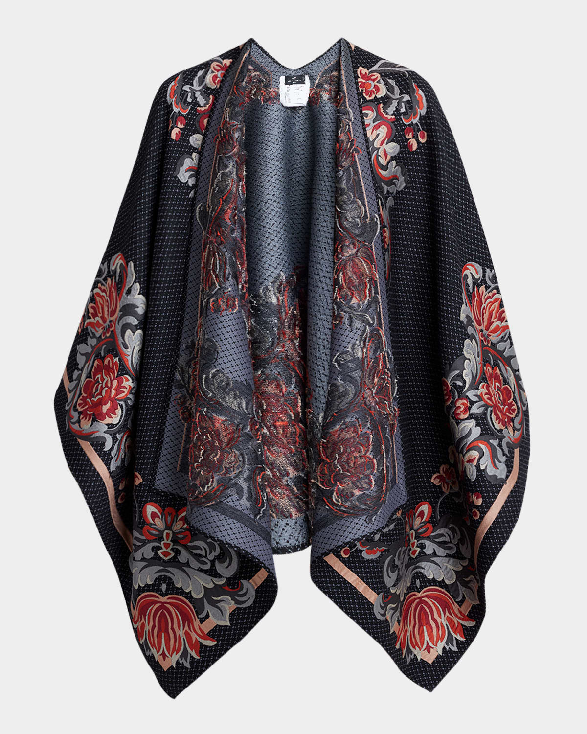 Floral Wool-Blend Cape