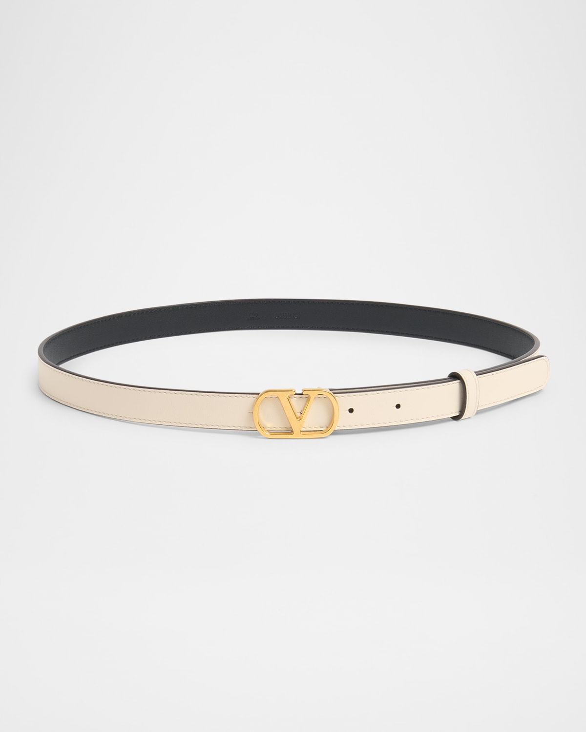 Valentino Garavani Vlogo Signature Belt In Shiny Calfskin 30 Mm Woman Ivory 095 In Ren Butter White