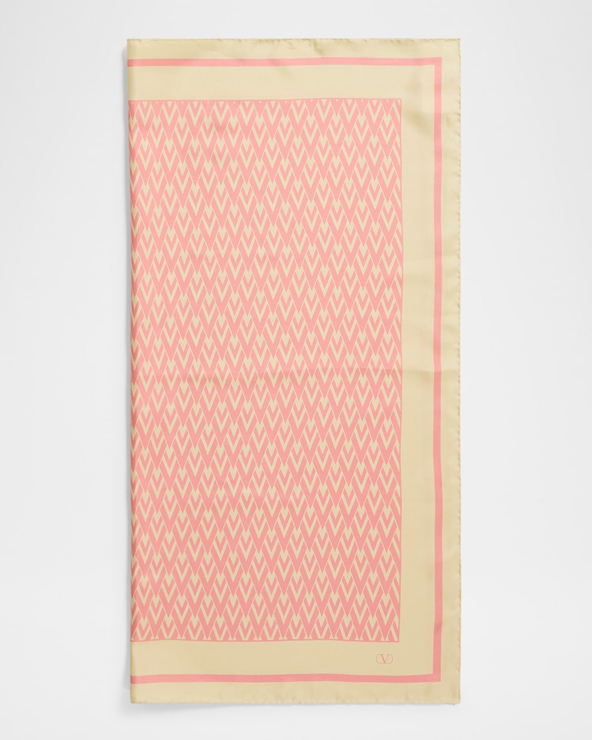 Shop Valentino Monogram-print Silk Scarf In Bvr Crema Rosa