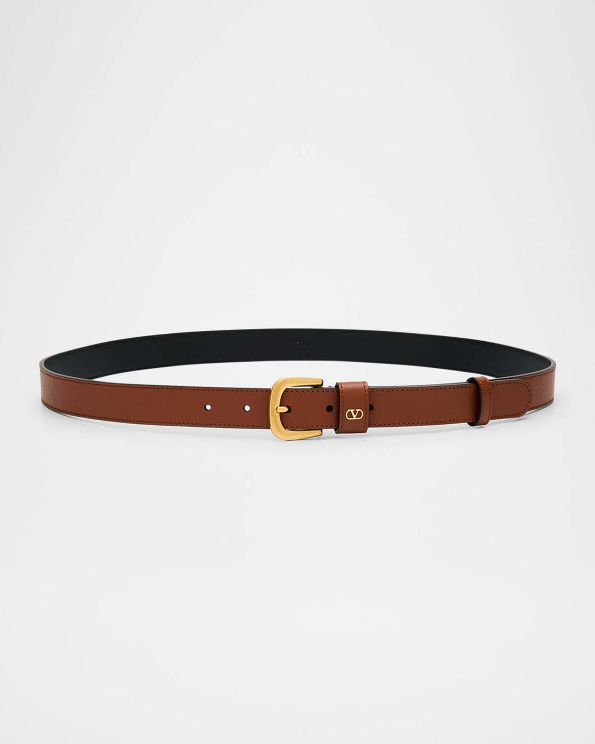 Valentino Garavani Vlogo Signature Embellished Leather Belt, 25mm In Brown