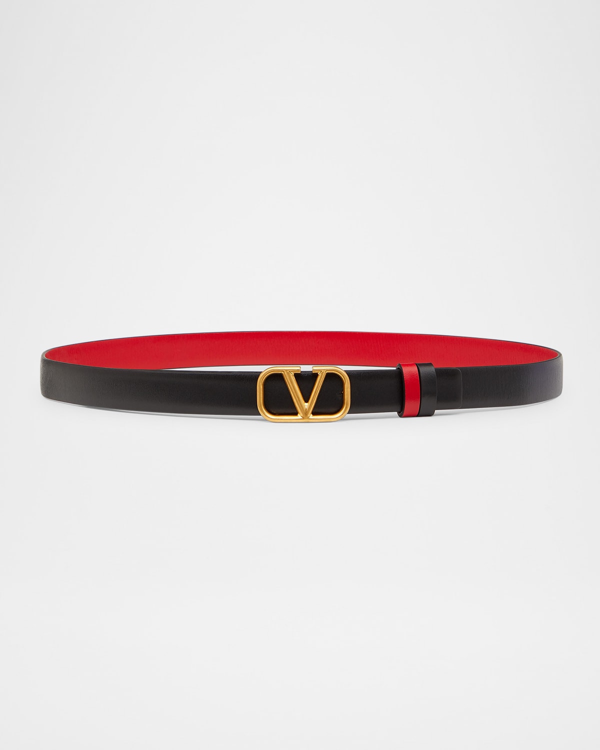 Valentino Garavani Reversible Vlogo Signature Belt In Glossy Calfskin 40 Mm Woman Black/pure Red 065 In 0sm Nero Rouge Pur