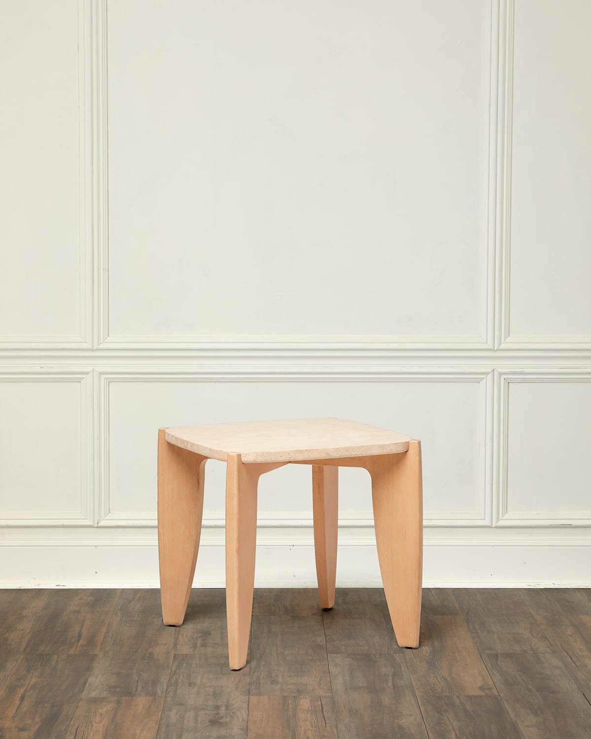 Interlude Home Rocco Travertine Side Table In Travertine, Saddle