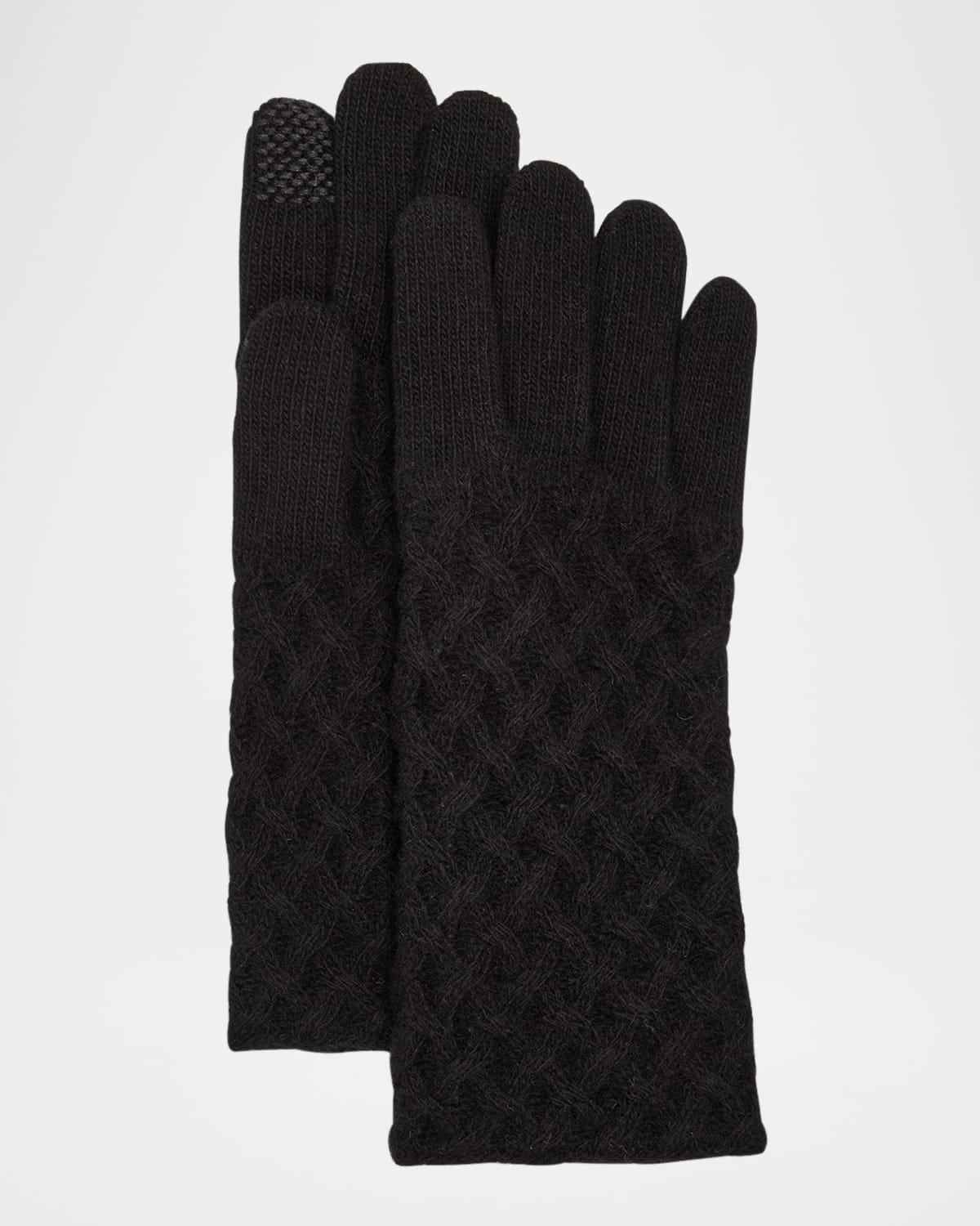 Shop Portolano Cashmere Blend Basketweave Gloves In Black