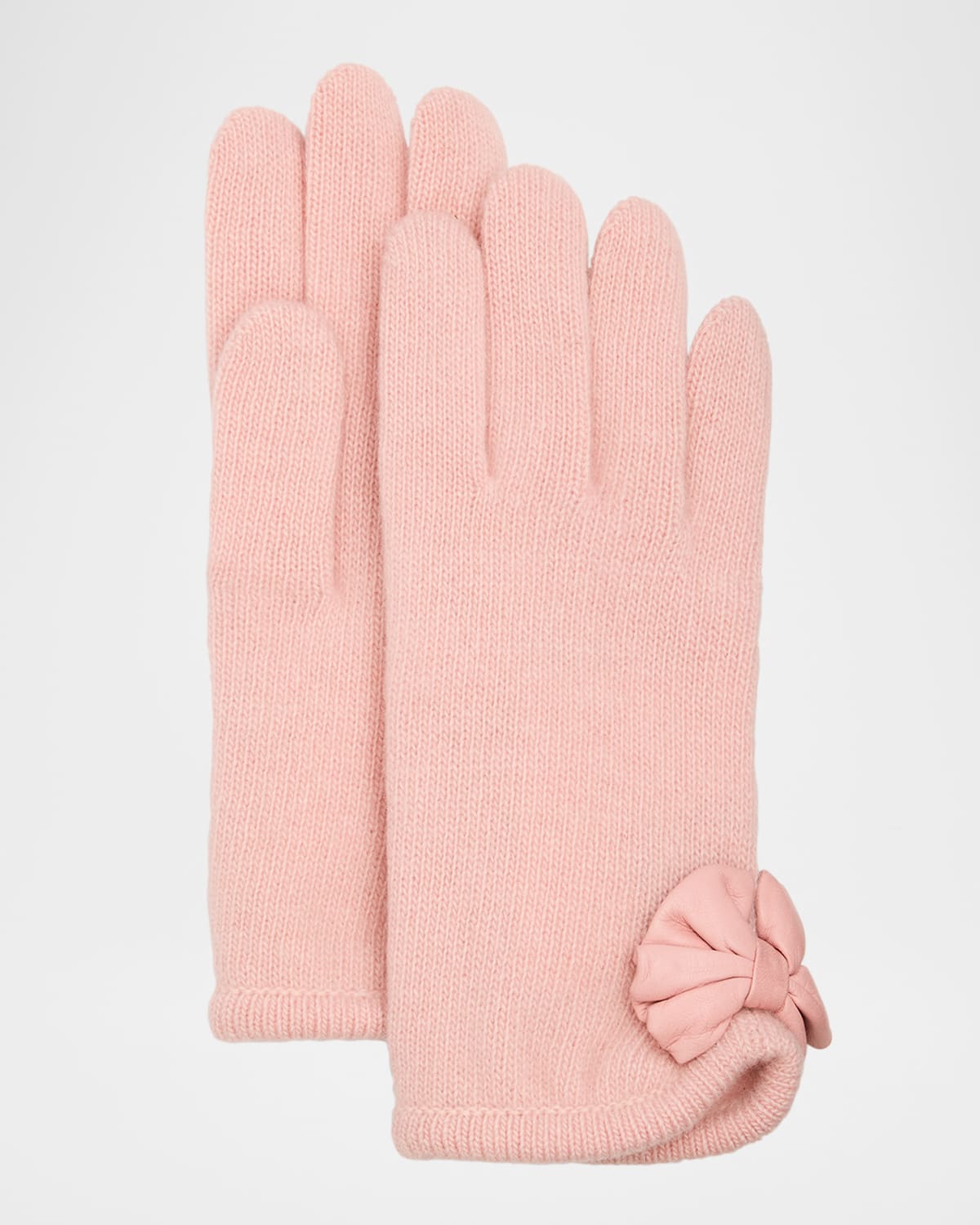 Shop Portolano Cashmere Blend Gloves W/ Bow Detail In Baby Pink