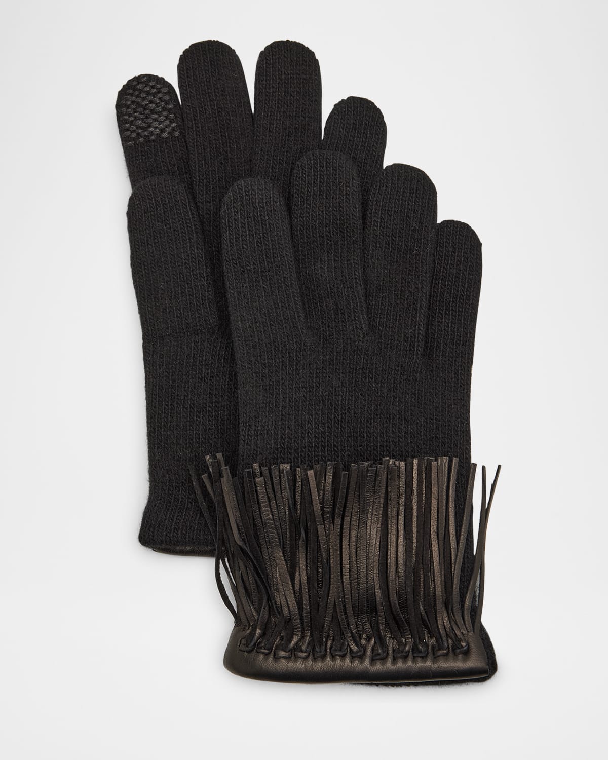 Shop Portolano Fringe Cashmere Gloves In Black