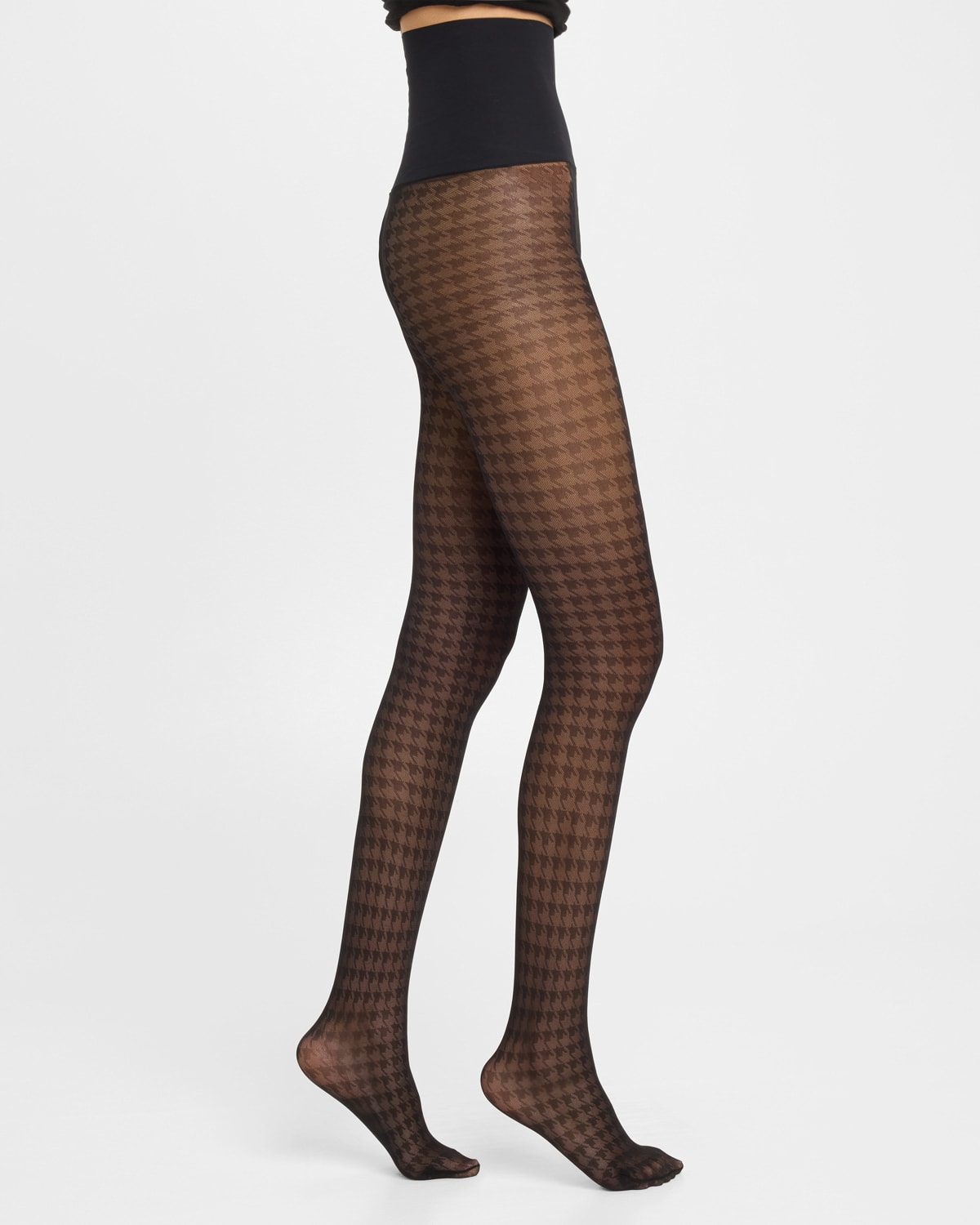 Commando Houndstooth Sheer Tights In Black