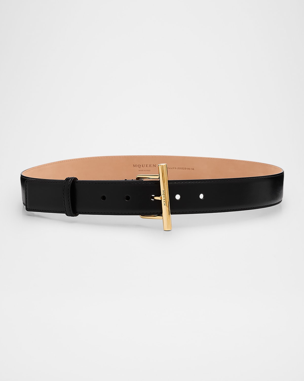 Alexander Mcqueen Sling Cross-bar Buckle Leather Belt In Black