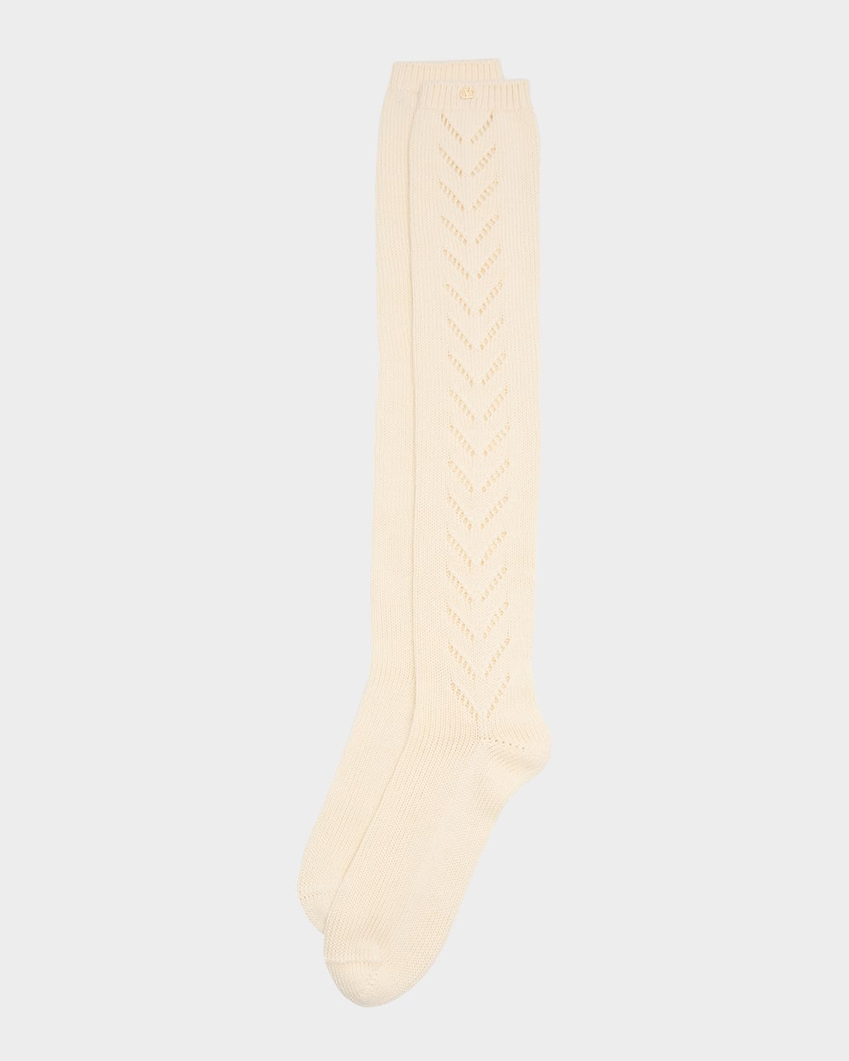 Valentino Pointelle-knit Socks In Nude