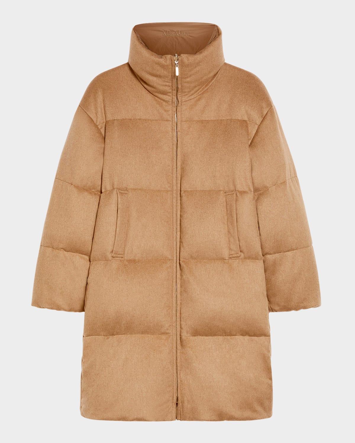 MAX MARA DANTE PUFFER CAMEL WOOL COAT 
