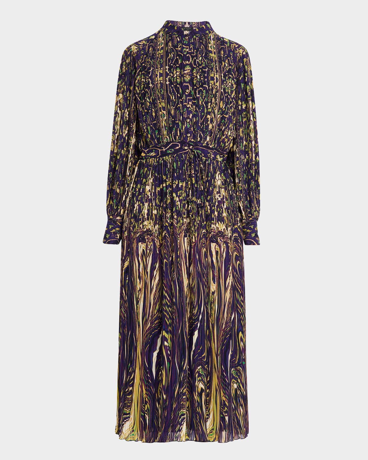 ELIE TAHARI THE ALMADA ABSTRACT-PRINT MIDI SHIRTDRESS 