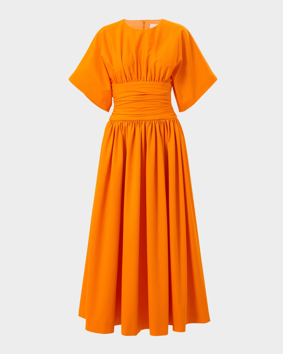 Carolina Herrera Gathered Midi Dress with Cummerbund Waist