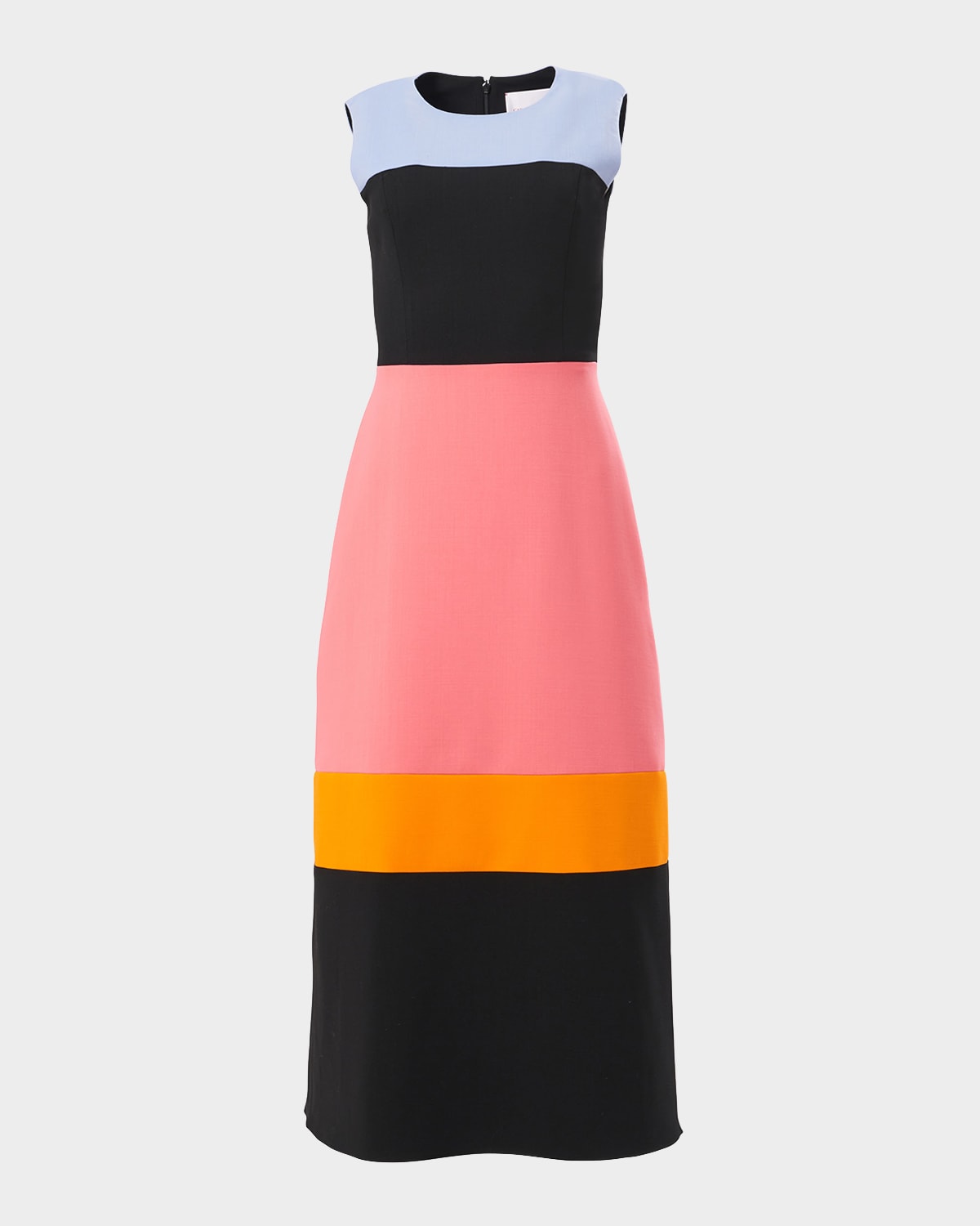 Carolina Herrera Colorblocked Wool-blend Midi Dress In Multi-color