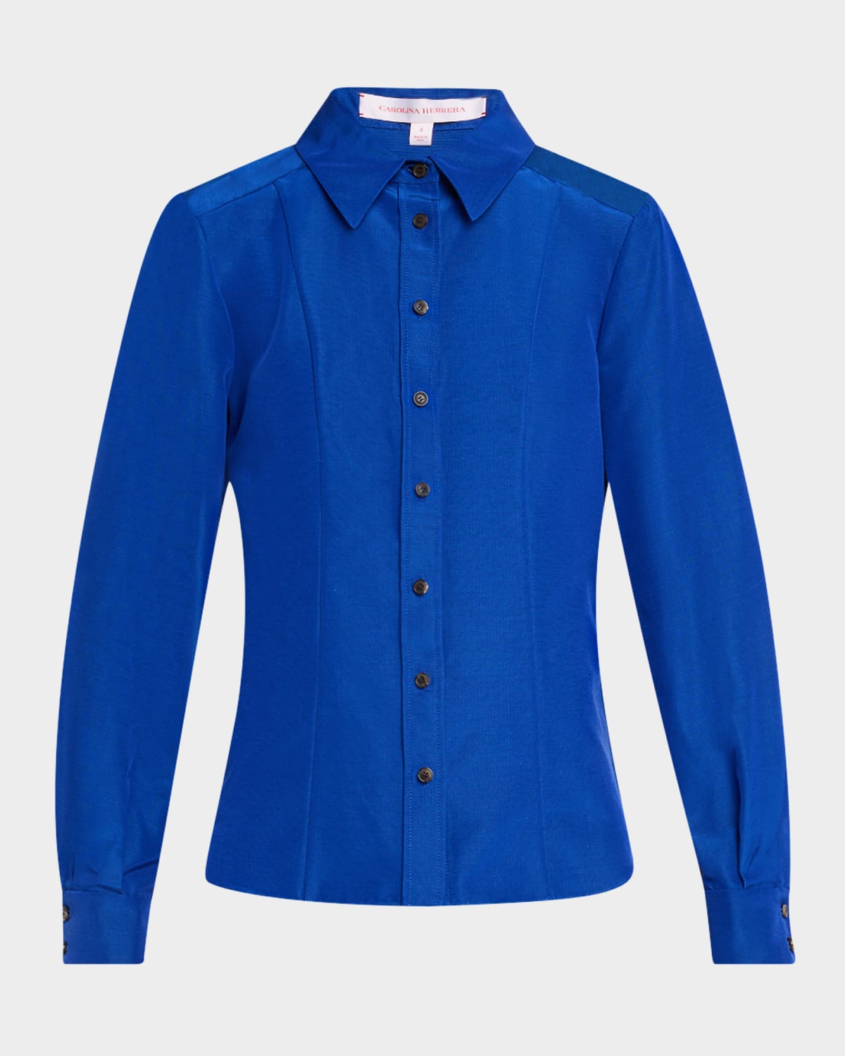 Carolina Herrera Cotton And Viscose Blend Tailored Shirt In Ultramarine